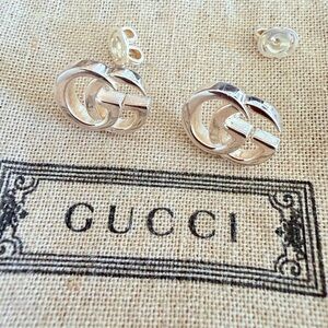 Gucci Silver Iconic GG Marmont Stud Earrings